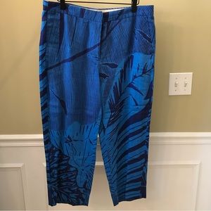 J Crew Marine Blue Frond Print Design, Size 12